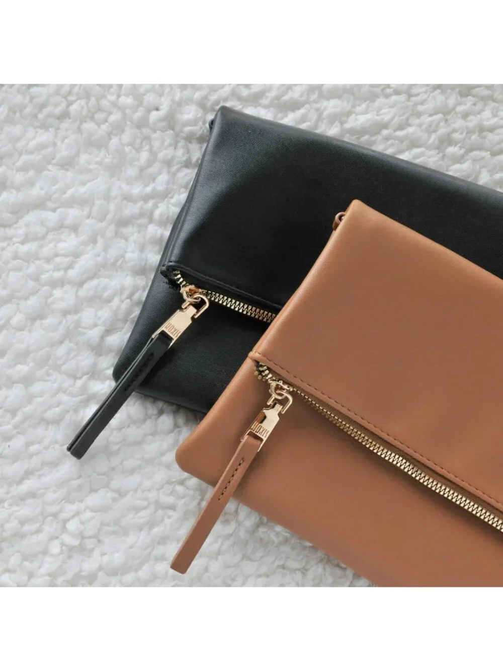 Chic Vegan Leather Foldover Clutch Bag with Chain Strap - Stylish Crossbody
